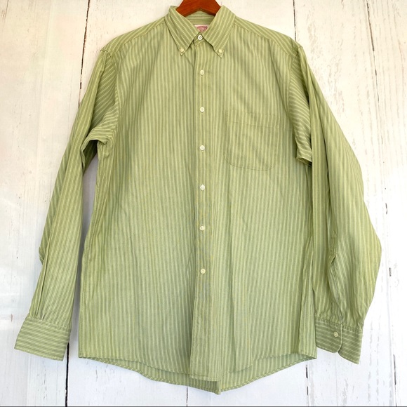 Brooks Brothers Other - BROOKS BROTHERS Green Striped Button Up Shirt 15.5